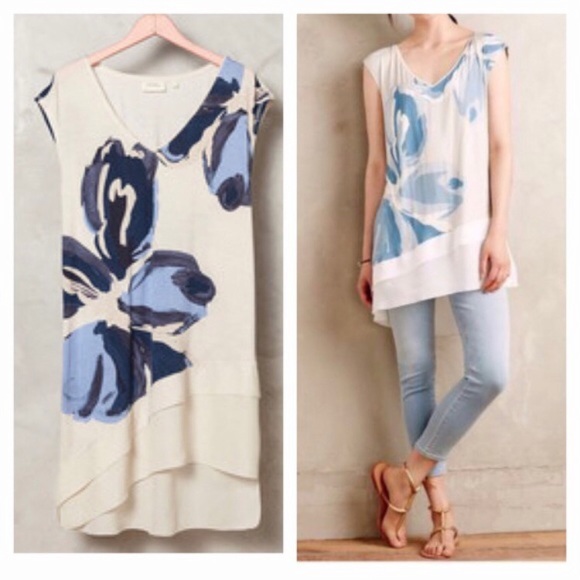 ANTHROPOLOGIE DELETTA GAELLE ABSTRACT FLORAL TOP - Picture 7 of 8